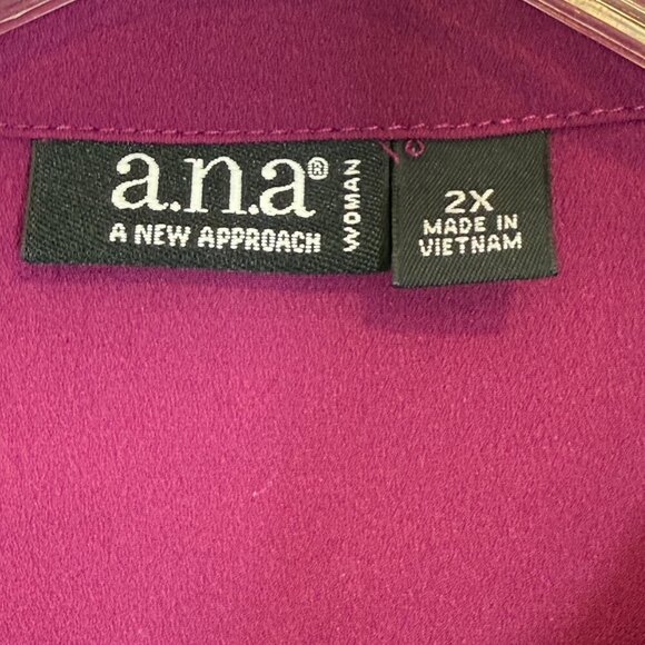 Purple Top Tunic Blouse Button Up Lace Long Sleeve Business Holiday 2X - Picture 5 of 8